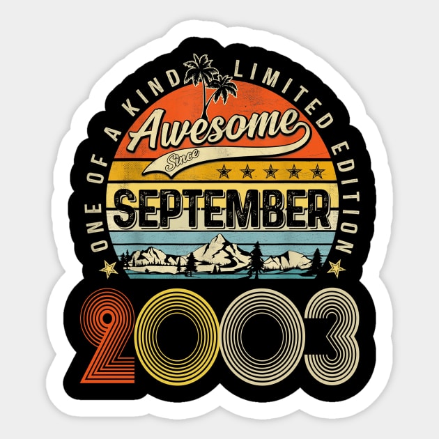 Awesome Since September 2003 Vintage 20th Birthday Sticker by Vintage White Rose Bouquets